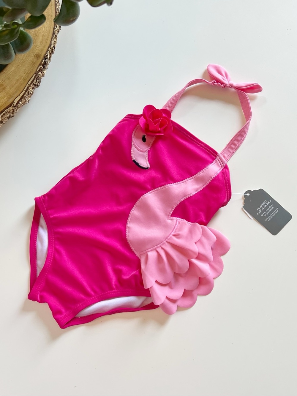 New • Gymboree Pink Flamingo One-Piece Swimsuit UPF 50+ | Girls 12-18 Months